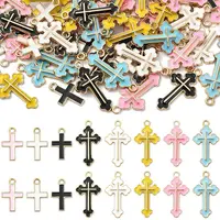 80Pcs 8 Colors Alloy Enamel Pendants