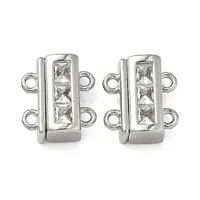 Brass Micro Pave Clear Cubic Zirconia Magnetic Clasps