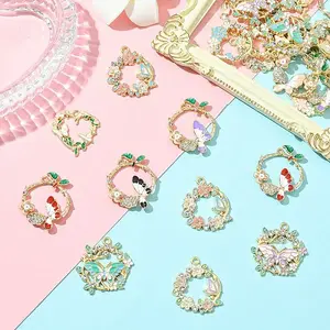 26Pcs 13 Styles Alloy Enamel Pendants