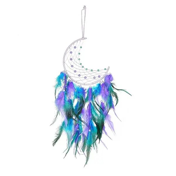 Iron Woven Web/Net with Feather Pendant Decorations