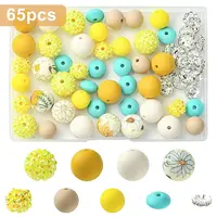 65Pcs 9 Styles Round & Rondelle Resin Rhinestone & Silicone & Brass Crystal Rhinestone Spacer Beads Findings Kits