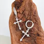 Brass Micro Pave Cubic Zirconia Hoop Earrings