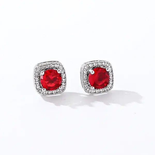 Elegant Zircon Square Stud Earrings for Women