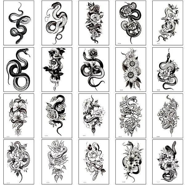 20Pcs 20 Styles Removable Temporary Water Proof Tattoos Paper Stickers