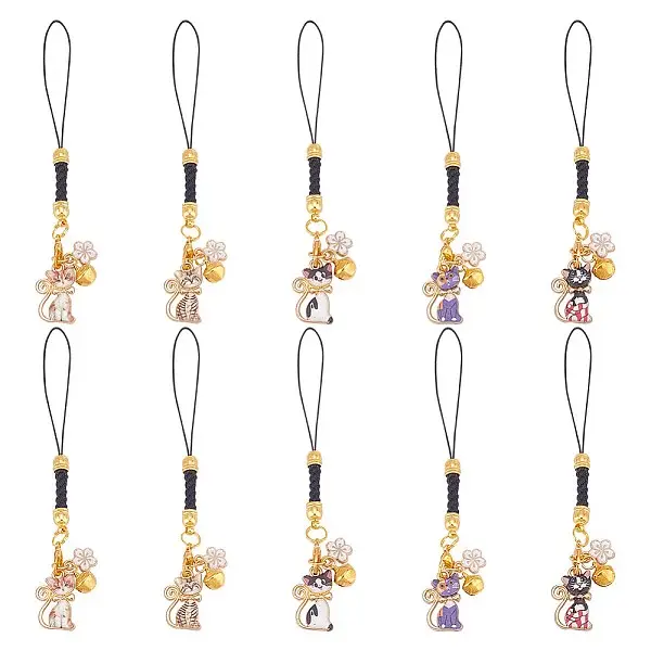 10Pcs 5 Styles Alloy Enmal Pendant Decorations