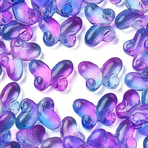 50Pcs Transparent Spray Painted Glass Beads