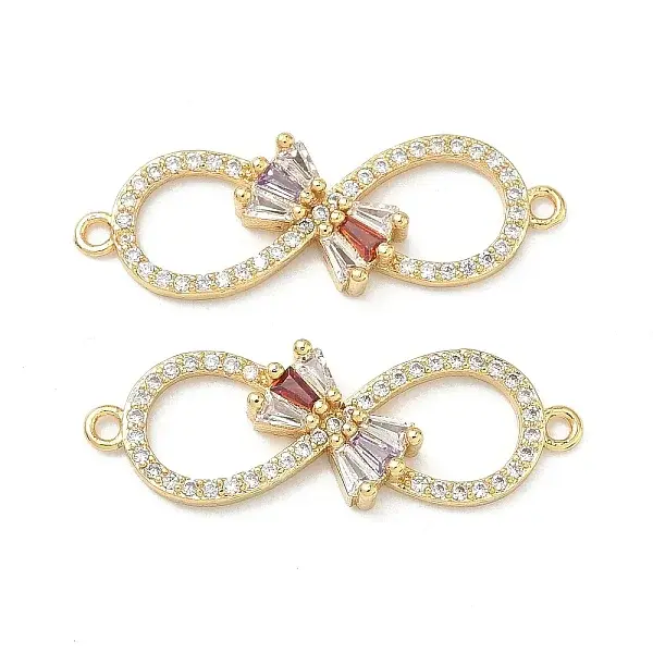 Brass Micro Pave Cubic Zirconia Bowknot Infinity Connector Charms