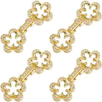 6Pcs Brass Micro Pave Clear Cubic Zirconia Fold Over Clasps