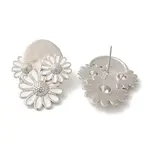 Rack Plating Flower Brass Enamel Stud Earrings