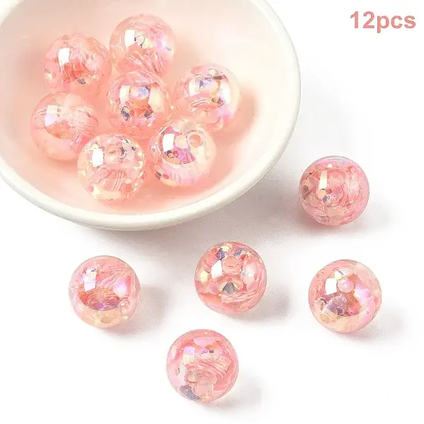 12Pcs Transparent Inner Flower Acrylic Beads