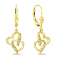 Brilio Silver Romantické pozlátené náušnice Srdiečka EA467Y