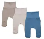 Baby Nellys Rostoucí výhodná sada, 3x polodupačky pro miminko Nature - modrá/béžová/taupe Vel. 56/62