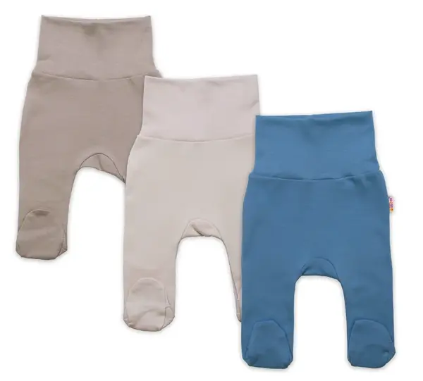 Baby Nellys Rostoucí výhodná sada, 3x polodupačky pro miminko Nature - modrá/béžová/taupe Vel. 56/62