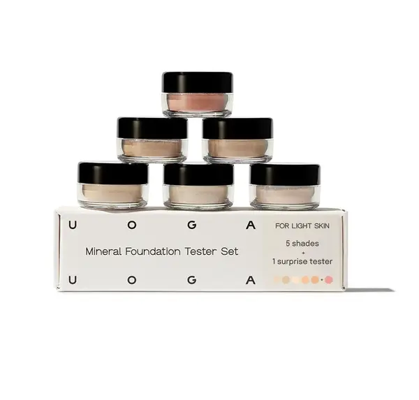 Uoga Uoga Minerální make-up s jantarem SPF15 Light Skin tester set 1 ks