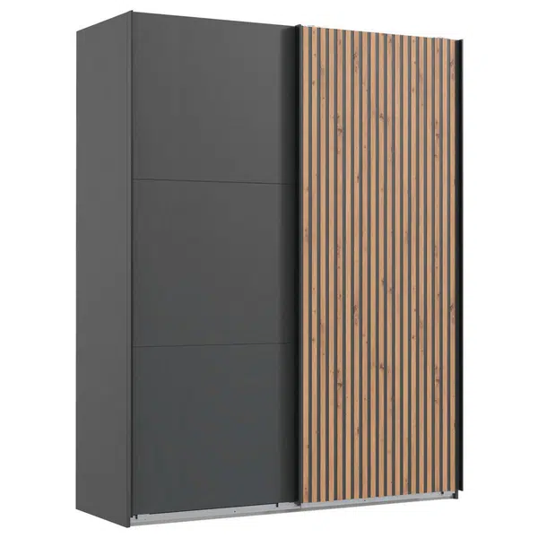 Premium Living SKŘÍŇ S POSUVNÝMI DVEŘMI, barvy grafitu, barvy dubu, 200/218/65 cm