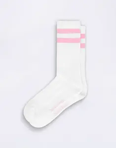 Organic Basics Core Stripe Crew Socks 3-pack White / Soft Pink 43-46