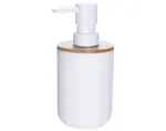 Koupelnový dávkovač mýdla bílý/bambus