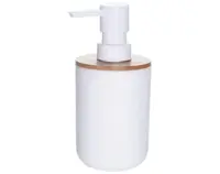 Koupelnový dávkovač mýdla bílý/bambus