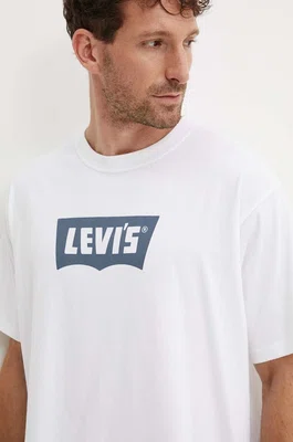 Bavlněné tričko Levi's bílá barva, s potiskem, 000RY
