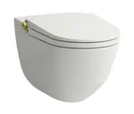 Laufen Cleanet Riva - Elektronický bidet s keramikou, závesný, Rimless, SoftClose, matná biela/matné zlato H8206917630001