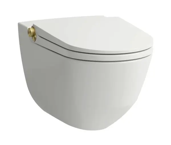 Laufen Cleanet Riva - Elektronický bidet s keramikou, závesný, Rimless, SoftClose, matná biela/matné zlato H8206917630001