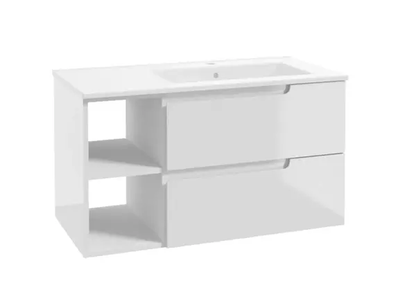 kielle Oudee - Skrinka s umývadlom 90 cm, pravý variant, lesklá biela 50002S90R0