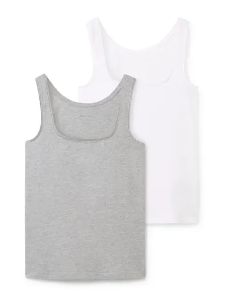 TOM TAILOR Top  sivá melírovaná / biela