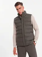 Ombre Men's quilted wool sleeveless jacket - olive melange