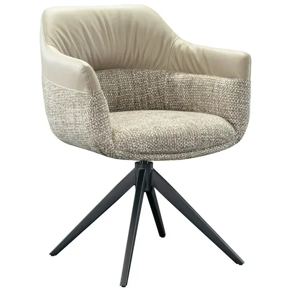 Novel ŽIDLE S PODRUČKAMI, železo, tkaná látka, mikrovlákno, šedohnědá