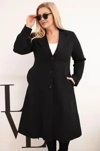 Kesi Plus Size dámský kabát s límcem černý