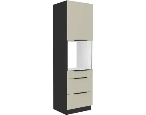 Vysoká skriňa pre vstavanú rúru Arona, 60 cm, kašmírová/čierna%