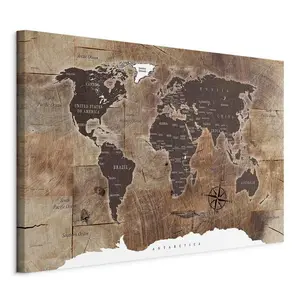 artgeist MALBA NA PLÁTNĚ, mapa světa, 60/40/1,2 cm