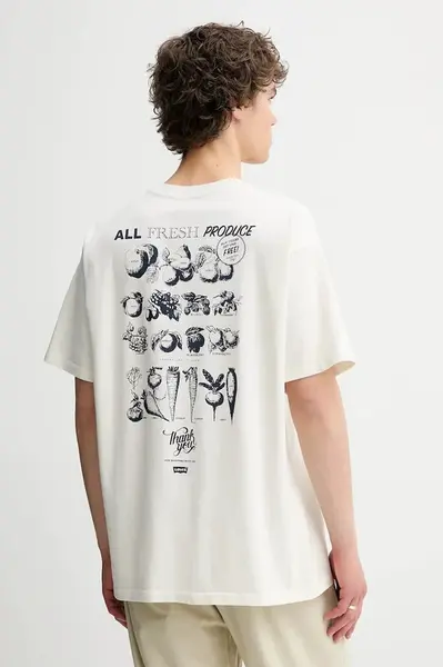 Bavlněné tričko Levi's pánské, bílá barva, s aplikací, 0008C