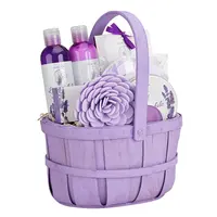 Dřevěný koš kosmetiky s levandulovým olejem