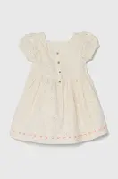 Dětské bavlněné šaty zippy béžová barva, mini