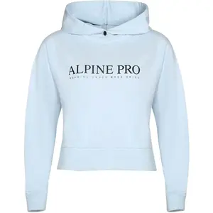 ALPINE PRO JEFEWA Dámská bavlněná mikina s kapucí, světle modrá, velikost