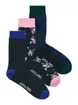 JACK & JONES Ponožky 'JACTODD FLOWER'  modrá / tmavomodrá / jedľová / ružová
