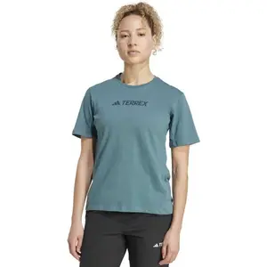 adidas TERREX LOGO TEE Pánske outdoorové tričko, tmavo zelená, veľkosť