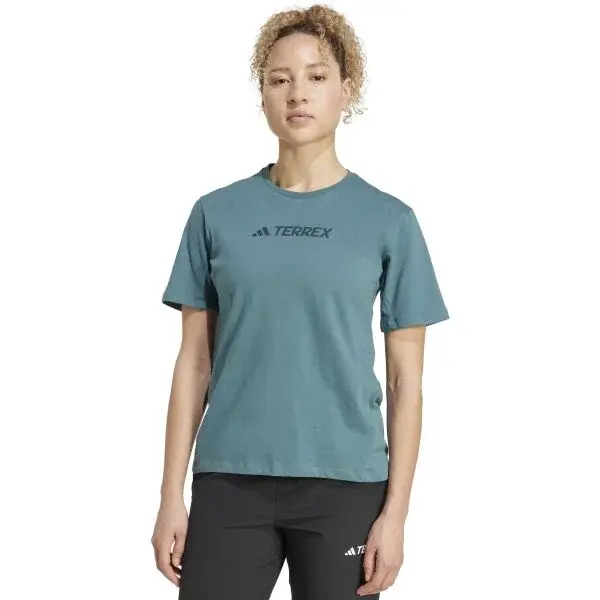 adidas TERREX LOGO TEE Pánske outdoorové tričko, tmavo zelená, veľkosť