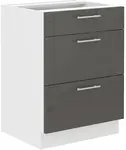 Spodní skříňka Lara 60 D 3S BB - Quadro Barva korpusu: Bílá, Barva dvířek: Šedý lesk