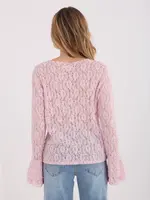 Růžová krajková halenka s volánovými rukávy