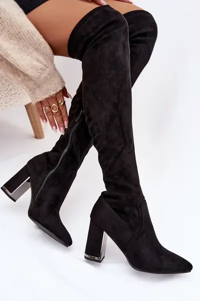 Dámské kozačky nad kolena z eko-semiše