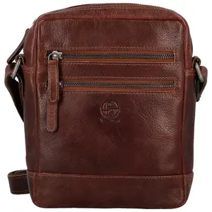 Pánská kožená crossbody taška tmavě hnědá - Bellugio Tiber