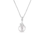 Náhrdelník z bieleho zlata so sladkovodnou perlou a briliantom KLENOTA