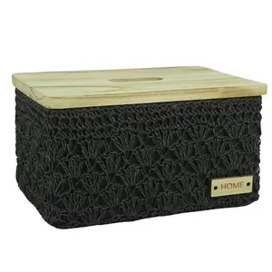 Háčkovaný obdĺžnikový košík m.31x21 h17,5cm