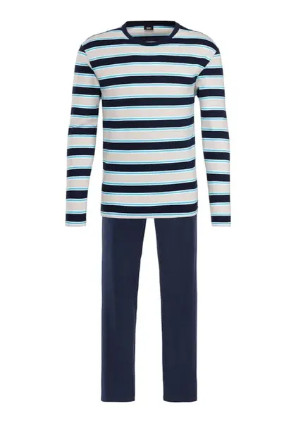 H.I.S Dlhé pyžamo  modrá / sivá