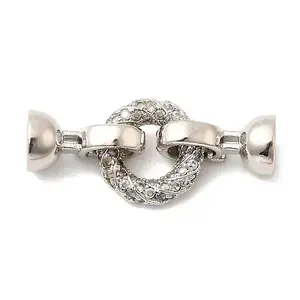 Brass Micro Pave Clear Cubic Zirconia Fold Over Clasps