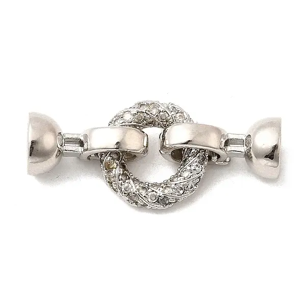 Brass Micro Pave Clear Cubic Zirconia Fold Over Clasps