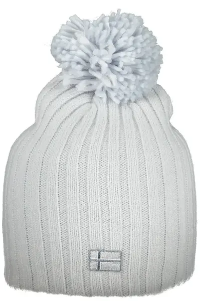 Bílá pletená čepice s bambulí