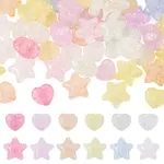 50Pcs 2 Styles Transparent Crackle Acrylic Beads